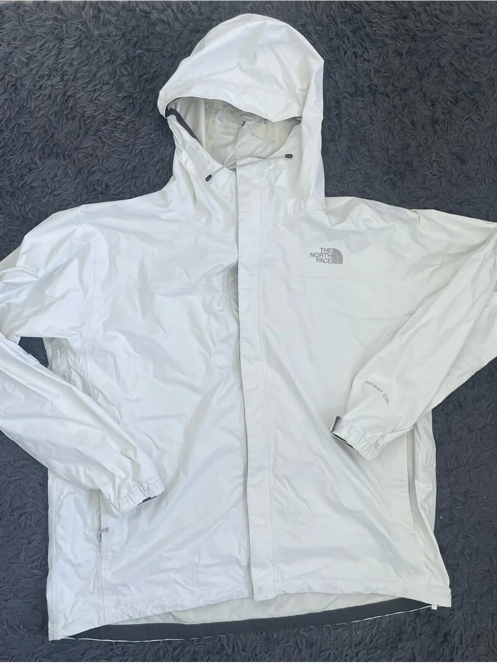 Men Size XL The North Face White Windbreaker Rain Jacket HyVent 25L
